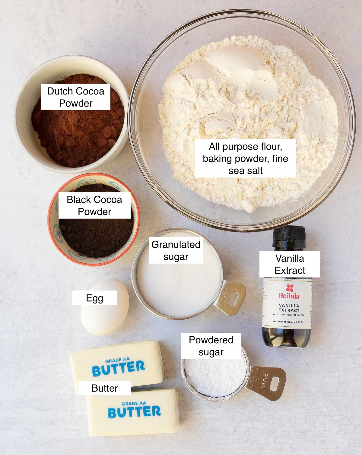 ingredients chocolate sugar cookies